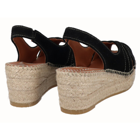 viguera Alpargata Peep Toes Cuña YuteFlex Negro Solo queda un día