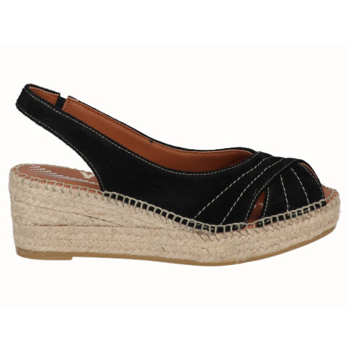 viguera Alpargata Peep Toes Cuña YuteFlex Negro Solo queda un día