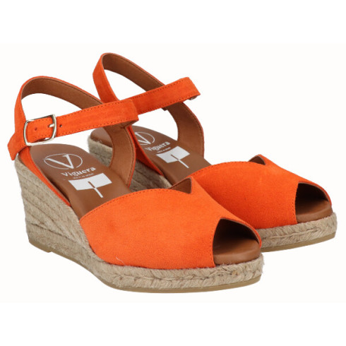 viguera Sandalia Cuña Media Yute Naranja Outlet online