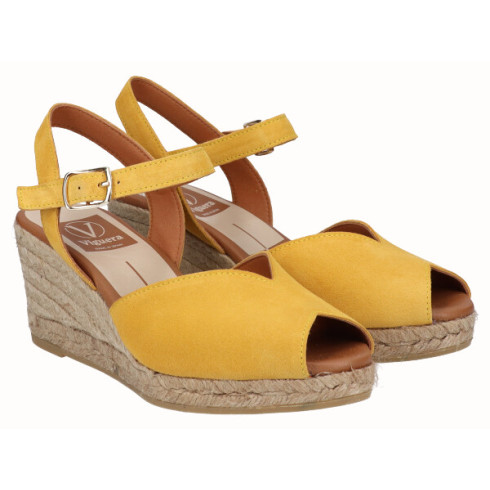 viguera Sandalia Cuña Media Yute Amarillo Rebajas
