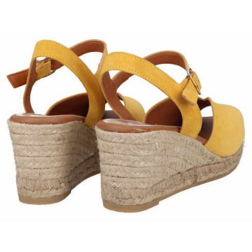 viguera Sandalia Cuña Media Yute Amarillo Rebajas