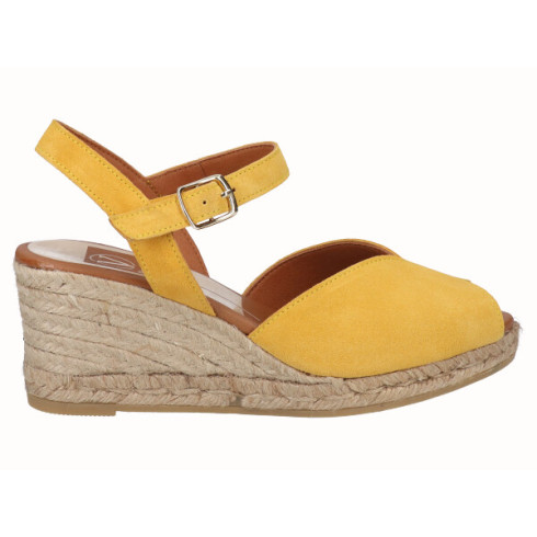 viguera Sandalia Cuña Media Yute Amarillo Rebajas