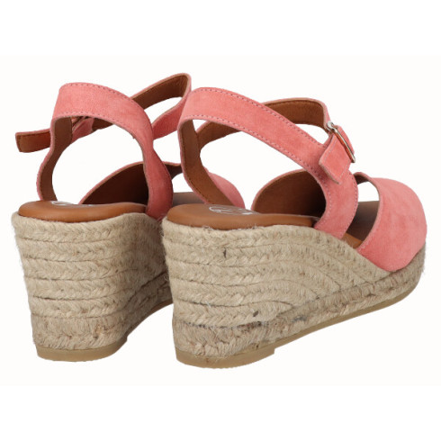 viguera Sandalia Cuña Media Yute Rosa Venta caliente