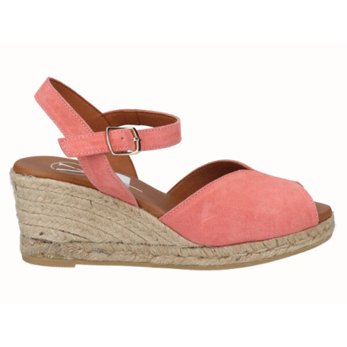 viguera Sandalia Cuña Media Yute Rosa Venta caliente
