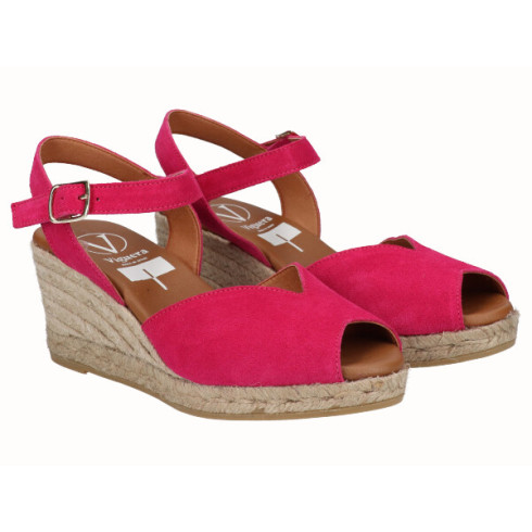 viguera Sandalia Cuña Media Yute Fuxia Gran oferta