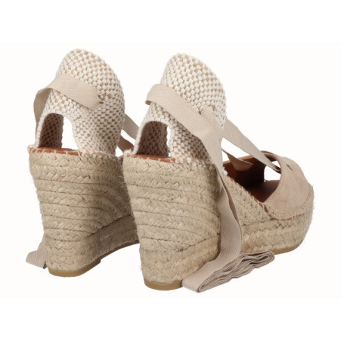 viguera Alpargata Peep Toes Cuña Yute Beig Cintas Rebajas de fábrica