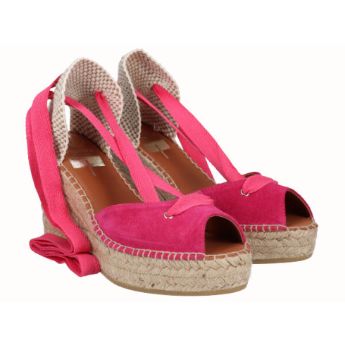 viguera Alpargata Peep Toes Cuña Yute Fuxia Cintas Los más vendidos