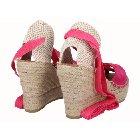 viguera Alpargata Peep Toes Cuña Yute Fuxia Cintas Los más vendidos