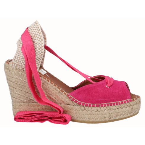 viguera Alpargata Peep Toes Cuña Yute Fuxia Cintas Los más vendidos