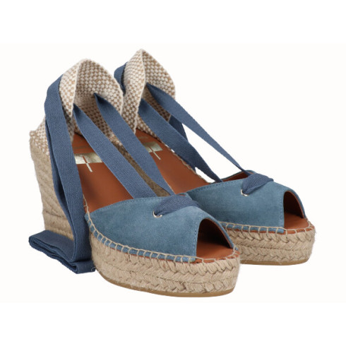 viguera Alpargata Peep Toes Cuña Yute Jeans Cintas Ventas relámpago