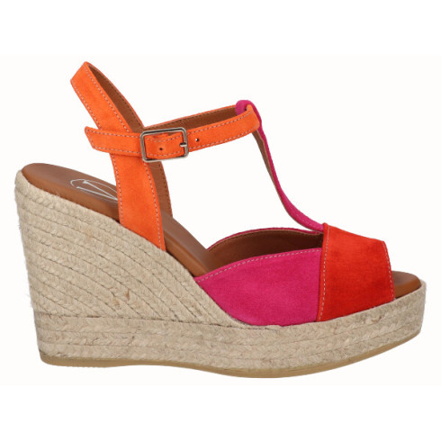 viguera Sandalia Cuña Alta Yute Combi Rojo Tienda