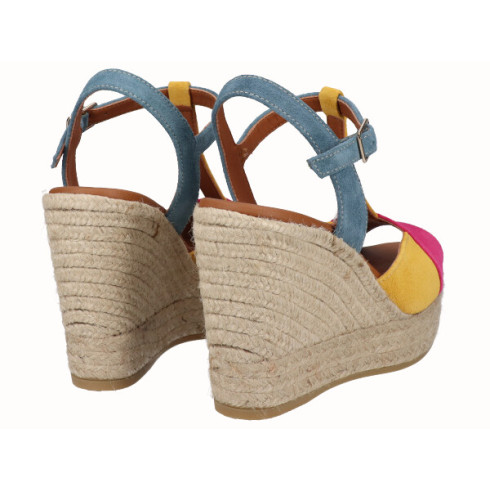 viguera Sandalia Cuña Alta Yute Combi Fuxia Tienda