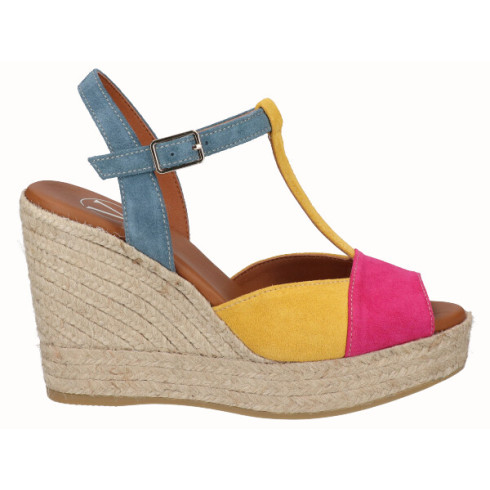 viguera Sandalia Cuña Alta Yute Combi Fuxia Tienda