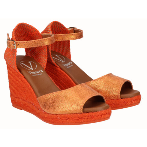 viguera Sandalia Yute Cuña Alta Naranja Oferta especial