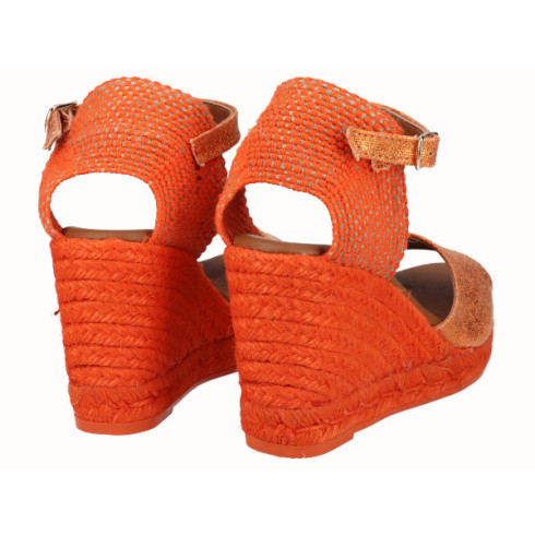 viguera Sandalia Yute Cuña Alta Naranja Oferta especial