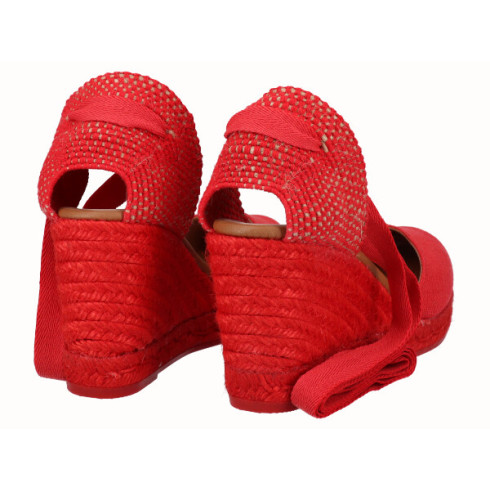 viguera Alpargata Cuña Alta Yute Rojo Cintas Promoción trimestral