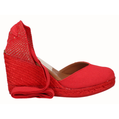 viguera Alpargata Cuña Alta Yute Rojo Cintas Promoción trimestral