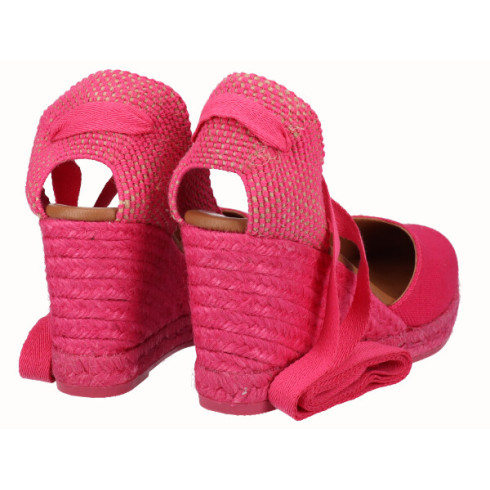 viguera Alpargata Cuña Alta Yute Fuxia Cintas Liquidación