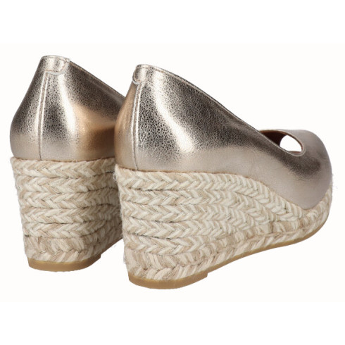 viguera Alpargargata Peep Toes Cuña Media Oro Limitado a 3 días