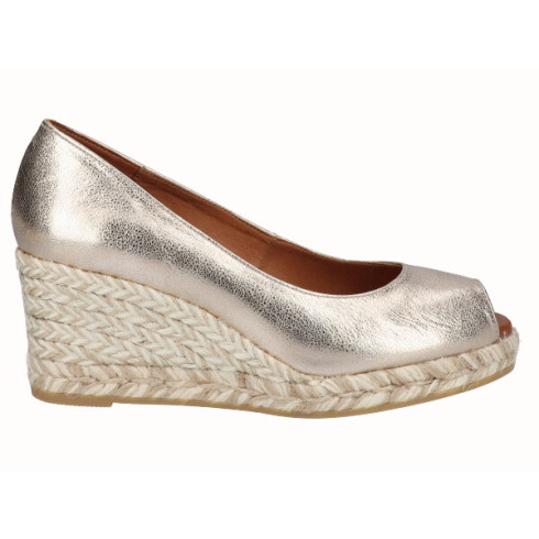 viguera Alpargargata Peep Toes Cuña Media Oro Limitado a 3 días
