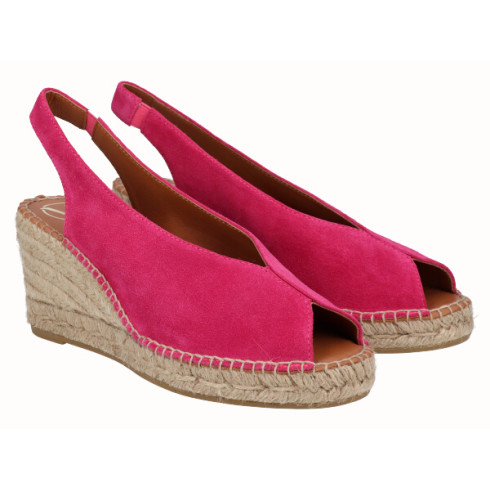 viguera Alpargata Peep Toes Cuña Media Fuxia Precios de Black Friday