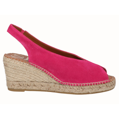 viguera Alpargata Peep Toes Cuña Media Fuxia Precios de Black Friday