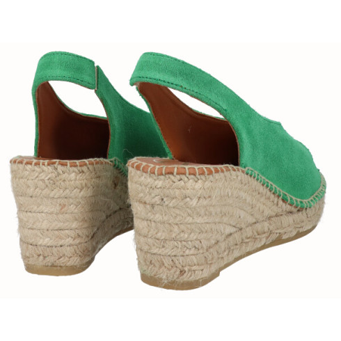 viguera Alpargata Peep Toes Cuña Media Verde En oferta