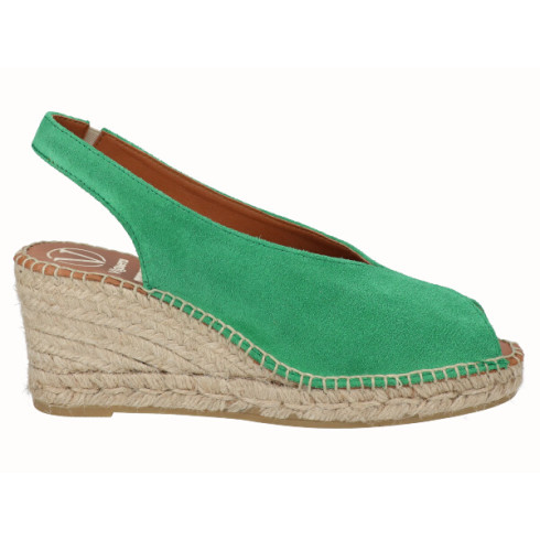 viguera Alpargata Peep Toes Cuña Media Verde En oferta
