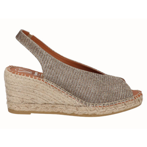 viguera Alpargata Peep Toes Cuña Media Bronce Libre de impuestos