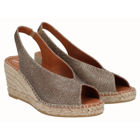 viguera Alpargata Peep Toes Cuña Media Bronce Libre de impuestos