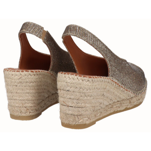 viguera Alpargata Peep Toes Cuña Media Bronce Libre de impuestos