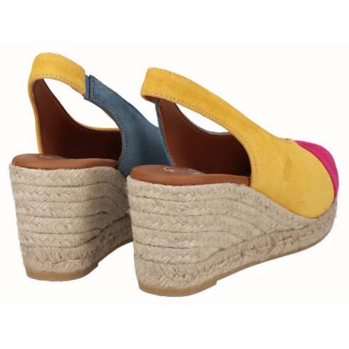 viguera Alpargata Peep Toes Cuña Media Combi Amarillo Ofertas de temporada