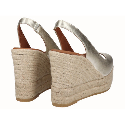 viguera Alpargata Peep Toes Cuña Alta Oro Outlet
