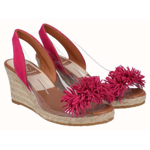 viguera Alpargata Cuña Yute Vinilo Flecos Fuxia Outlet online