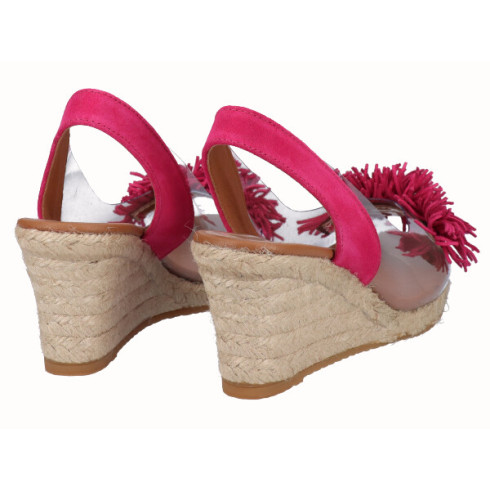 viguera Alpargata Cuña Yute Vinilo Flecos Fuxia Outlet online