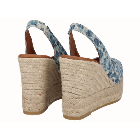viguera Alpargata Peep Toes Cuña Alta Animal Print Jeans En oferta