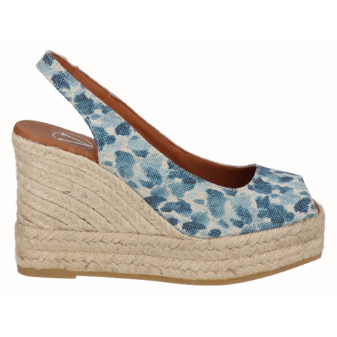 viguera Alpargata Peep Toes Cuña Alta Animal Print Jeans En oferta