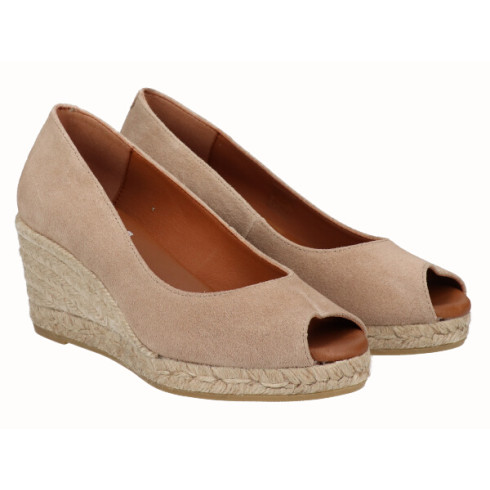 viguera Alpargata Peep Toes Cuña Media Yute Beig Gran oferta