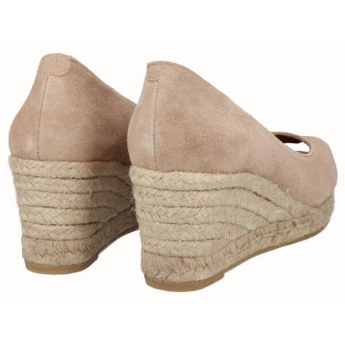 viguera Alpargata Peep Toes Cuña Media Yute Beig Gran oferta