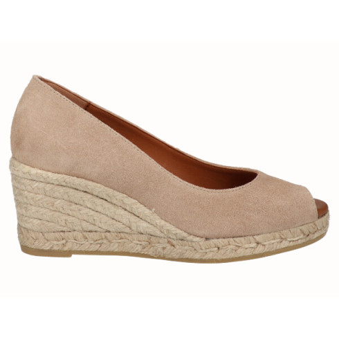 viguera Alpargata Peep Toes Cuña Media Yute Beig Gran oferta