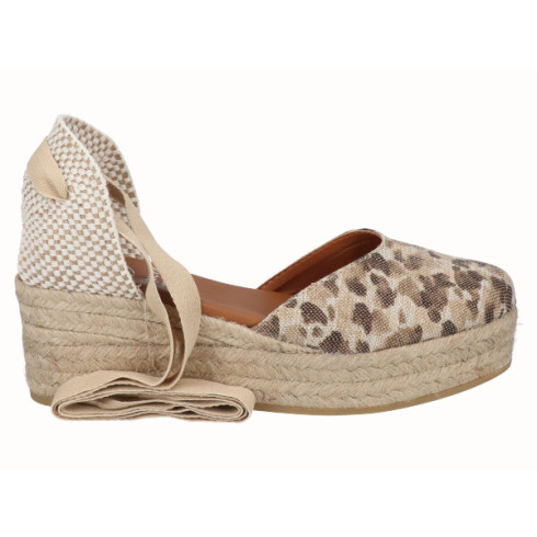 viguera Alpargata Plataforma Yute Animal Print Beig Cintas Rebajas de fábrica