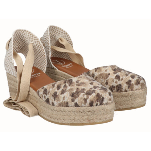 viguera Alpargata Plataforma Yute Animal Print Beig Cintas Rebajas de fábrica