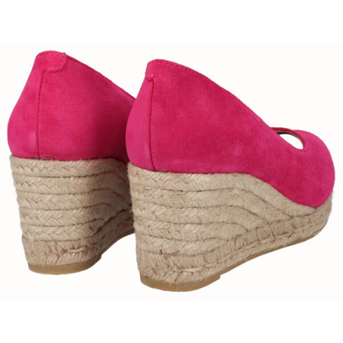 viguera Alpargata Peep Toes Cuña Media Yute Fuxia Ventas relámpago