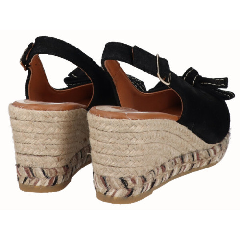 viguera Alpargata Peep Toes Cuña Media Negro Oferta especial