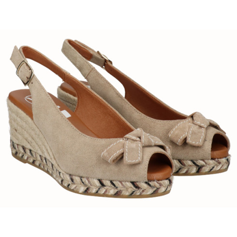 viguera Alpargata Peep Toes Cuña Media Beig Envío gratis
