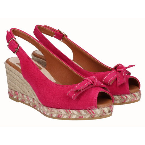 viguera Alpargata Peep Toes Cuña Media Fuxia Últimos 3 días