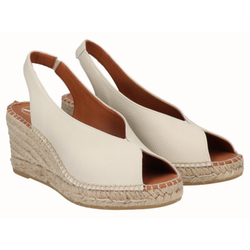 viguera Alpargata Peep Toes Cuña Media Crema ÚLTIMAS EDICIONES