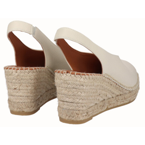 viguera Alpargata Peep Toes Cuña Media Crema ÚLTIMAS EDICIONES