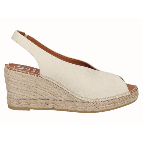 viguera Alpargata Peep Toes Cuña Media Crema ÚLTIMAS EDICIONES