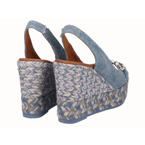 viguera Alpargata Peep Toes Cuña Alta Yute Vaquero Precio de fábrica